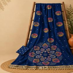 Gajji Silk Bandhej Mirror Work Saree